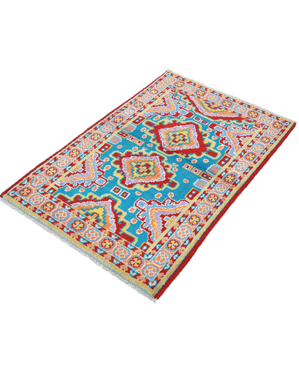 Revival 2' 8" X 4' 0" Hand Knotted Wool Rug 2' 8" X 4' 0" (81 X 122) / Teal / Wool