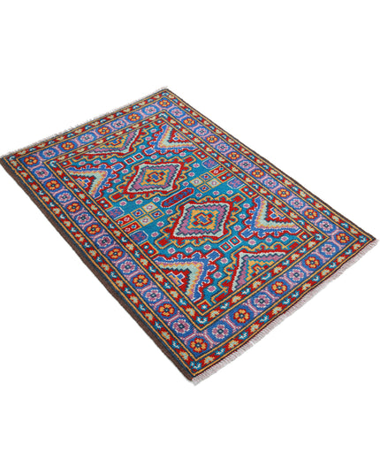 Revival 2' 9" X 4' 0" Hand Knotted Wool Rug 2' 9" X 4' 0" (84 X 122) / Teal / Wool