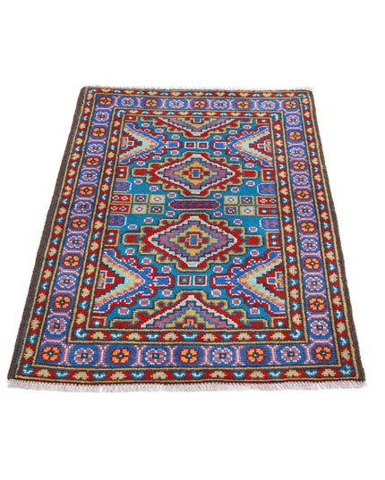 Revival 2' 9" X 4' 0" Hand Knotted Wool Rug 2' 9" X 4' 0" (84 X 122) / Teal / Wool
