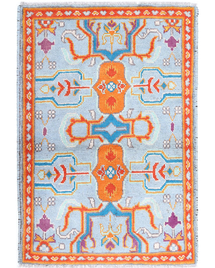 Revival 2' 8" X 4' 0" Hand Knotted Wool Rug 2' 8" X 4' 0" (81 X 122) / Blue / Wool
