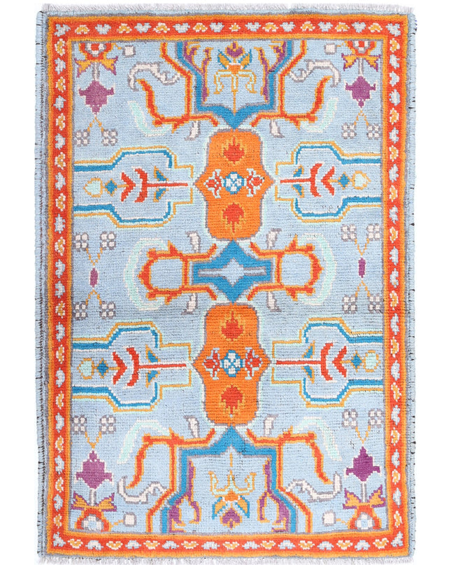 Revival 2' 8" X 4' 0" Hand Knotted Wool Rug 2' 8" X 4' 0" (81 X 122) / Blue / Wool
