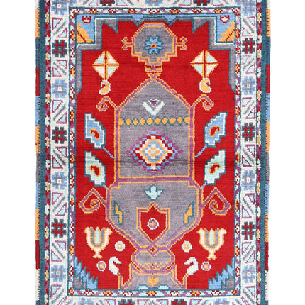 Revival 2' 8" X 4' 2" Hand Knotted Wool Rug 2' 8" X 4' 2" (81 X 127) / Red / Wool