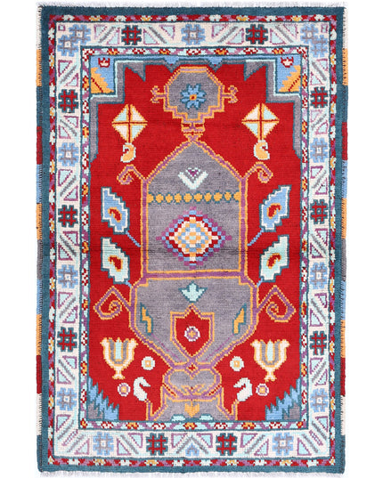 Revival 2' 8" X 4' 2" Hand Knotted Wool Rug 2' 8" X 4' 2" (81 X 127) / Red / Wool