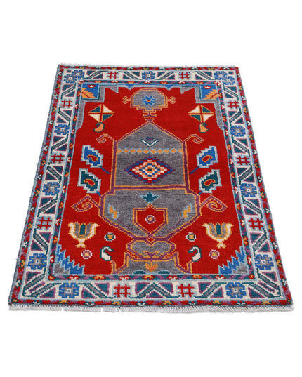 Revival 2' 8" X 3' 11" Hand Knotted Wool Rug 2' 8" X 3' 11" (81 X 119) / Red / Wool