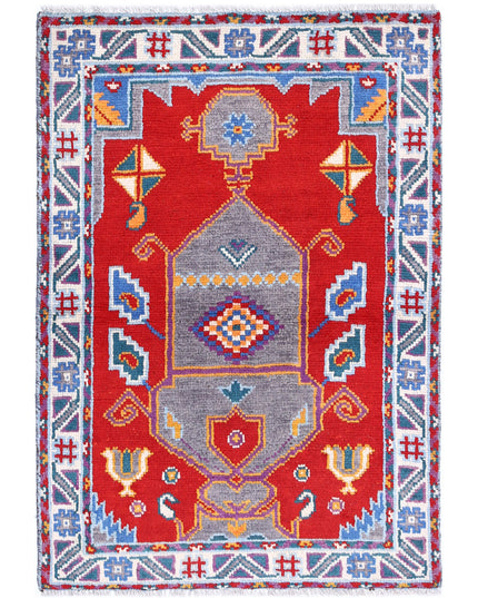 Revival 2' 8" X 3' 11" Hand Knotted Wool Rug 2' 8" X 3' 11" (81 X 119) / Red / Wool