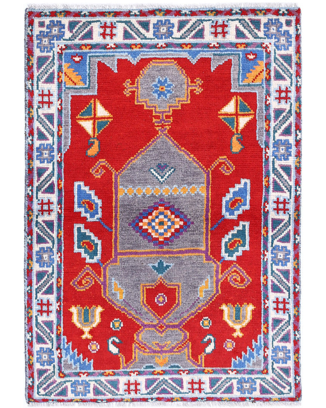 Revival 2' 8" X 3' 11" Hand Knotted Wool Rug 2' 8" X 3' 11" (81 X 119) / Red / Wool