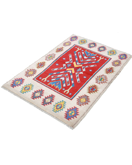 Revival 2' 10" X 4' 1" Hand Knotted Wool Rug 2' 10" X 4' 1" (86 X 124) / Ivory / Wool