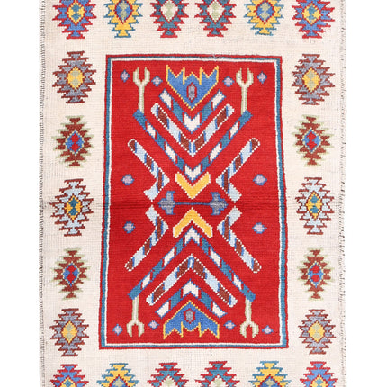 Revival 2' 10" X 4' 1" Hand Knotted Wool Rug 2' 10" X 4' 1" (86 X 124) / Ivory / Wool