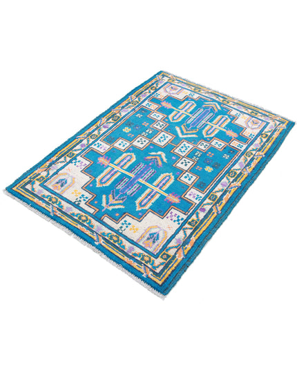 Revival 2' 9" X 3' 10" Hand Knotted Wool Rug 2' 9" X 3' 10" (84 X 117) / Teal / Wool