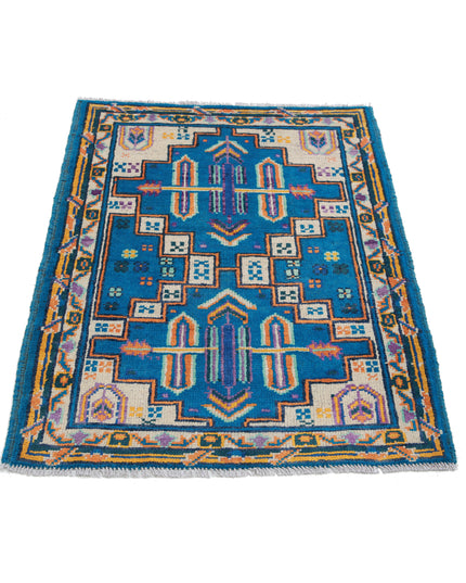 Revival 2' 9" X 3' 10" Hand Knotted Wool Rug 2' 9" X 3' 10" (84 X 117) / Teal / Wool