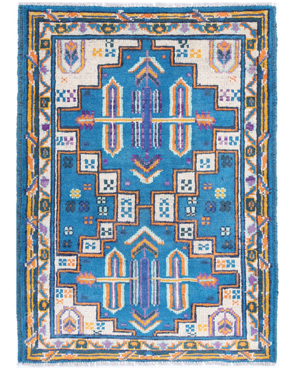 Revival 2' 9" X 3' 10" Hand Knotted Wool Rug 2' 9" X 3' 10" (84 X 117) / Teal / Wool