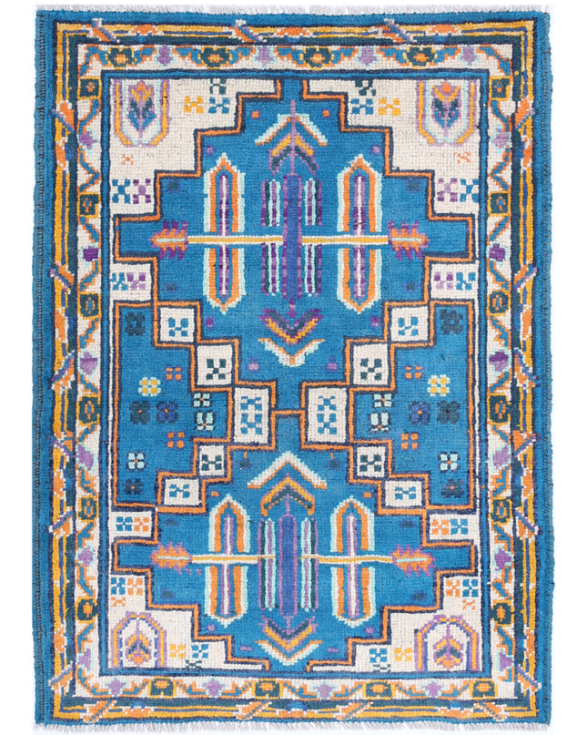 Revival 2' 9" X 3' 10" Hand Knotted Wool Rug 2' 9" X 3' 10" (84 X 117) / Teal / Wool