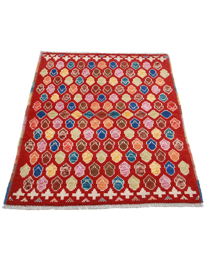 Revival 2' 9" X 4' 0" Hand Knotted Wool Rug 2' 9" X 4' 0" (84 X 122) / Red / Wool