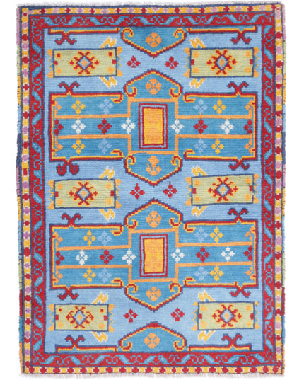 Revival 2' 8" X 3' 10" Hand Knotted Wool Rug 2' 8" X 3' 10" (81 X 117) / Teal / Wool