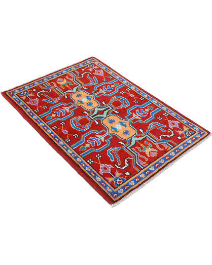 Revival 2' 8" X 3' 11" Hand Knotted Wool Rug 2' 8" X 3' 11" (81 X 119) / Red / Wool