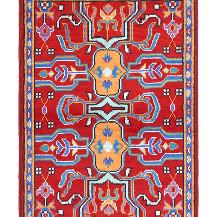 Revival 2' 8" X 3' 11" Hand Knotted Wool Rug 2' 8" X 3' 11" (81 X 119) / Red / Wool