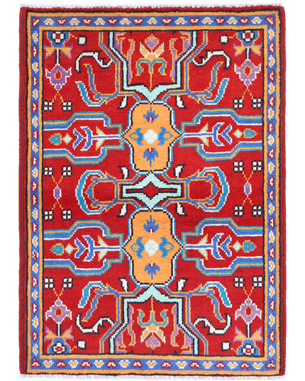 Revival 2' 8" X 3' 11" Hand Knotted Wool Rug 2' 8" X 3' 11" (81 X 119) / Red / Wool