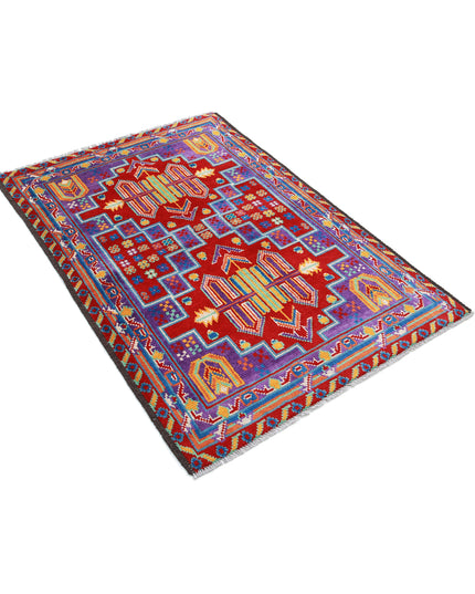 Revival 3' 4" X 5' 0" Hand Knotted Wool Rug 3' 4" X 5' 0" (101 X 152) / Purple / Wool