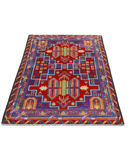 Revival 3' 4" X 5' 0" Hand Knotted Wool Rug 3' 4" X 5' 0" (101 X 152) / Purple / Wool