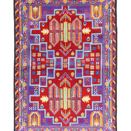 Revival 3' 4" X 5' 0" Hand Knotted Wool Rug 3' 4" X 5' 0" (101 X 152) / Purple / Wool