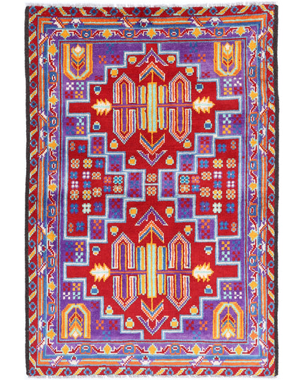 Revival 3' 4" X 5' 0" Hand Knotted Wool Rug 3' 4" X 5' 0" (101 X 152) / Purple / Wool