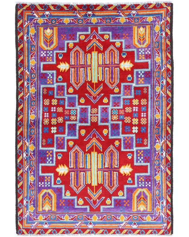 Revival 3' 4" X 5' 0" Hand Knotted Wool Rug 3' 4" X 5' 0" (101 X 152) / Purple / Wool