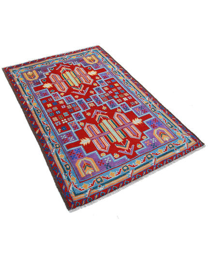 Revival 3' 3" X 4' 11" Hand Knotted Wool Rug 3' 3" X 4' 11" (99 X 150) / Purple / Wool