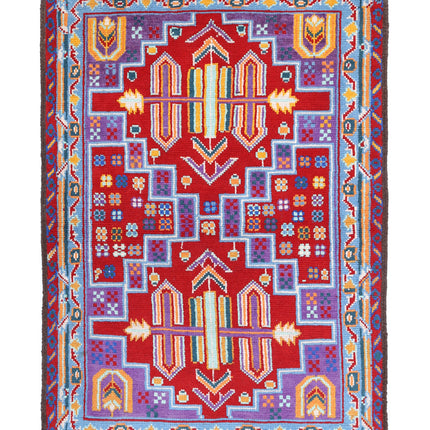 Revival 3' 3" X 4' 11" Hand Knotted Wool Rug 3' 3" X 4' 11" (99 X 150) / Purple / Wool