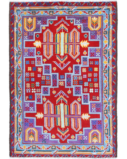 Revival 3' 3" X 4' 11" Hand Knotted Wool Rug 3' 3" X 4' 11" (99 X 150) / Purple / Wool