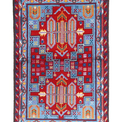 Revival 3' 3" X 4' 11" Hand Knotted Wool Rug 3' 3" X 4' 11" (99 X 150) / Blue / Wool