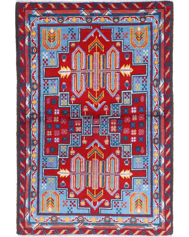 Revival 3' 3" X 4' 11" Hand Knotted Wool Rug 3' 3" X 4' 11" (99 X 150) / Blue / Wool