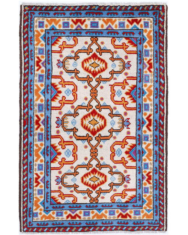 Revival 3' 2" X 5' 2" Hand Knotted Wool Rug 3' 2" X 5' 2" (97 X 158) / Ivory / Wool