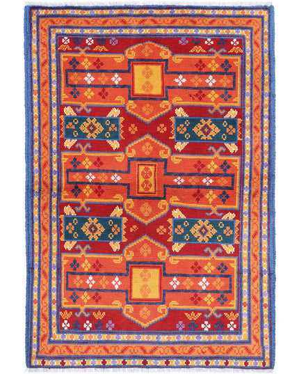 Revival 3' 3" X 4' 10" Hand Knotted Wool Rug 3' 3" X 4' 10" (99 X 147) / Red / Wool