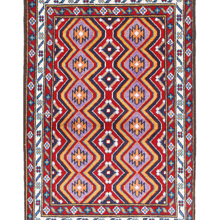 Revival 3' 3" X 4' 10" Hand Knotted Wool Rug 3' 3" X 4' 10" (99 X 147) / Red / Wool