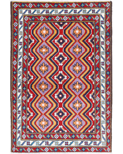 Revival 3' 3" X 4' 10" Hand Knotted Wool Rug 3' 3" X 4' 10" (99 X 147) / Red / Wool