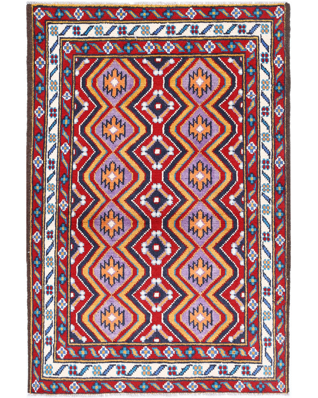 Revival 3' 3" X 4' 10" Hand Knotted Wool Rug 3' 3" X 4' 10" (99 X 147) / Red / Wool