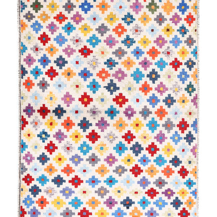 Revival 3' 4" X 4' 9" Hand Knotted Wool Rug 3' 4" X 4' 9" (101 X 145) / Ivory / Wool