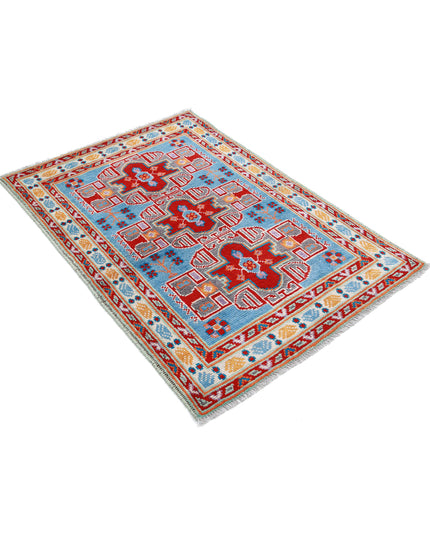 Revival 3' 5" X 4' 11" Hand Knotted Wool Rug 3' 5" X 4' 11" (104 X 150) / Blue / Wool