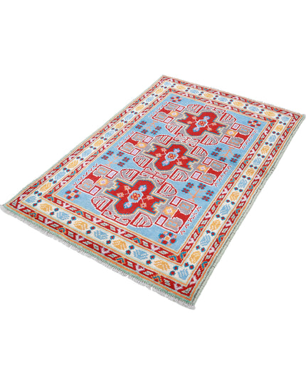 Revival 3' 5" X 4' 11" Hand Knotted Wool Rug 3' 5" X 4' 11" (104 X 150) / Blue / Wool