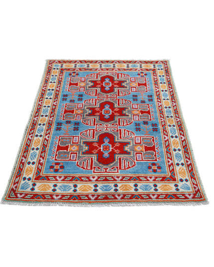 Revival 3' 5" X 4' 11" Hand Knotted Wool Rug 3' 5" X 4' 11" (104 X 150) / Blue / Wool