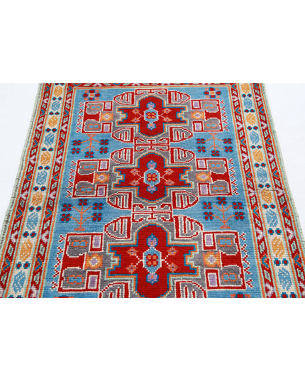 Revival 3' 5" X 4' 11" Hand Knotted Wool Rug 3' 5" X 4' 11" (104 X 150) / Blue / Wool