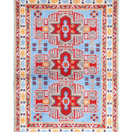 Revival 3' 5" X 4' 11" Hand Knotted Wool Rug 3' 5" X 4' 11" (104 X 150) / Blue / Wool