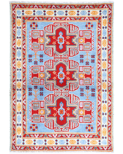 Revival 3' 5" X 4' 11" Hand Knotted Wool Rug 3' 5" X 4' 11" (104 X 150) / Blue / Wool