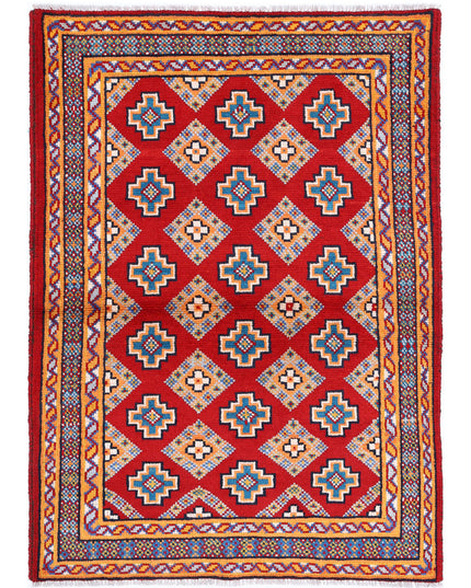 Revival 3' 6" X 4' 10" Hand Knotted Wool Rug 3' 6" X 4' 10" (107 X 147) / Red / Wool