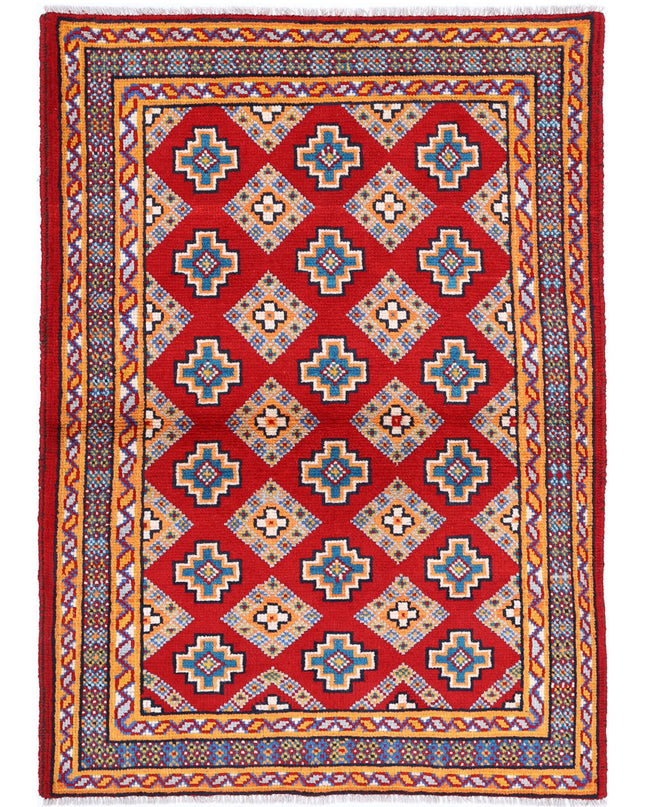 Revival 3' 6" X 4' 10" Hand Knotted Wool Rug 3' 6" X 4' 10" (107 X 147) / Red / Wool