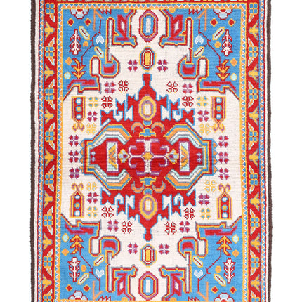 Revival 3' 5" X 5' 2" Hand Knotted Wool Rug 3' 5" X 5' 2" (104 X 158) / Ivory / Wool