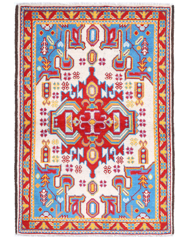 Revival 3' 5" X 5' 2" Hand Knotted Wool Rug 3' 5" X 5' 2" (104 X 158) / Ivory / Wool