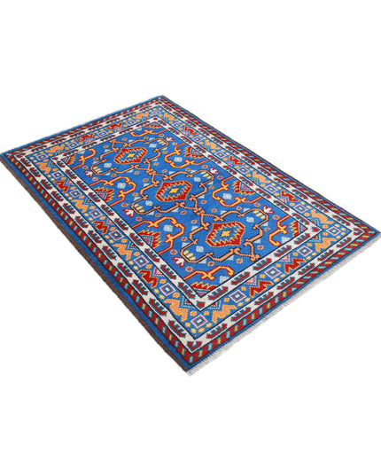 Revival 3' 4" X 4' 11" Hand Knotted Wool Rug 3' 4" X 4' 11" (101 X 150) / Blue / Wool