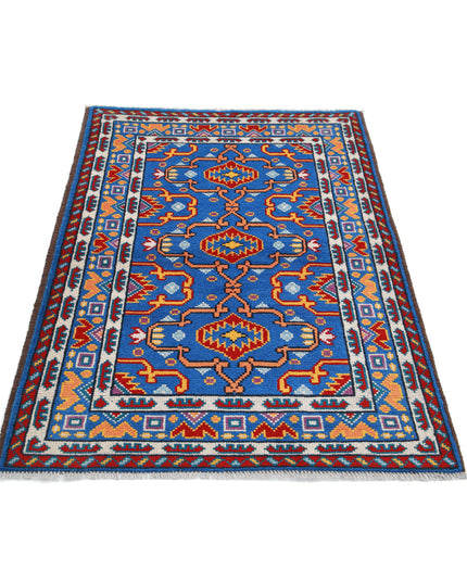 Revival 3' 4" X 4' 11" Hand Knotted Wool Rug 3' 4" X 4' 11" (101 X 150) / Blue / Wool