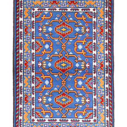 Revival 3' 4" X 4' 11" Hand Knotted Wool Rug 3' 4" X 4' 11" (101 X 150) / Blue / Wool